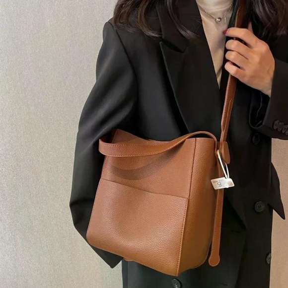 Brand New Women Faux Leather Bucket Shoulder Messager Handbag - Picture 3 of 9